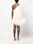 Taller Marmo Pre Piccolo Ubud One Shoulder Feather Trimmed Crepe Mini Dress