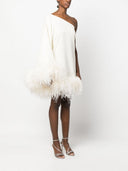 Taller Marmo Pre Piccolo Ubud One Shoulder Feather Trimmed Crepe Mini Dress