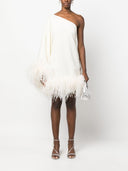 Taller Marmo Pre Piccolo Ubud One Shoulder Feather Trimmed Crepe Mini Dress