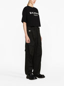 Balmain Logo Cropped Cotton T Shirt