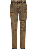 Dolce & Gabbana Ripped Denim Cotton Jeans