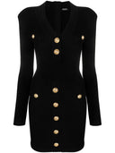 Balmain gegen Nackenknopf -Strick -Mini -Kleid