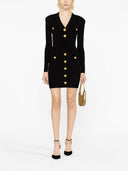 Balmain gegen Nackenknopf -Strick -Mini -Kleid