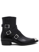 Alexander Mc Queen Buckled Leather Ankle Boots