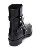 Alexander Mc Queen Buckled Leather Ankle Boots