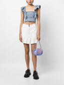 Ganni Organic Cotton Denim Ruffled Top