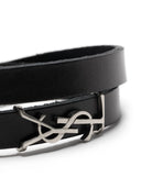 Saint Laurent Opyum Leather Double Loop Bracelet