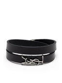 Saint Laurent Opyum Leather Double Loop Bracelet