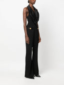 Balmain Cowl Neck Crepe Flare Jumpsuit