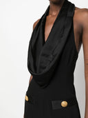 Balmain Cowl Neck Crepe Flare Jumpsuit