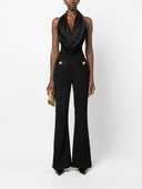 Balmain Cowl Neck Crepe Flare Jumpsuit