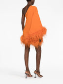 Taller Marmo Pre Piccolo Ubud One Shoulder Feather Trimmed Crepe Mini Dress