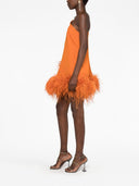 Taller Marmo Pre Piccolo Ubud One Shoulder Feather Trimmed Crepe Mini Dress
