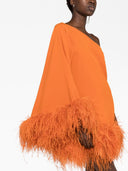 Taller Marmo Pre Piccolo Ubud One Shoulder Feather Trimmed Crepe Mini Dress