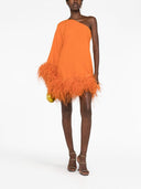 Taller Marmo Pre Piccolo Ubud One Shoulder Feather Trimmed Crepe Mini Dress