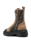 Fendi Domino Ff Canvas Biker Boots