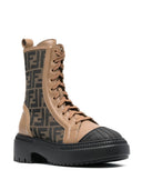 Fendi Domino Ff Canvas Biker Boots