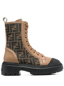 Fendi Domino Ff Canvas Biker Boots
