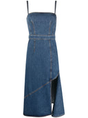 Alexander Mc Queen Slit Detail Denim Midi Dress