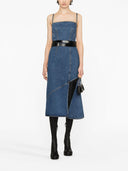 Alexander Mc Queen Slit Detail Denim Midi Dress