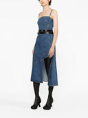 Alexander Mc Queen Slit Detail Denim Midi Dress