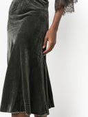 Gold Hawk Velvet Long Skirt