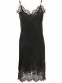 Gold Hawk Lace Trim Velvet Slip Dress