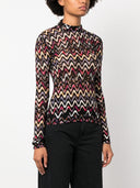 Missoni Zig Zag Pattern Wool Blend Turtleneck Swater