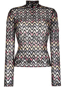 Missoni Zig Zag Pattern Wool Blend Turtleneck Swater