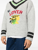 Erl con incrustaciones de lana de lana V cuello chaleco