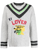 Erl con incrustaciones de lana de lana V cuello chaleco