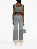 Marine Serre Denim Cropped Bustier