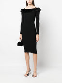 Blumarine Faux Fur Neck Midi Dress