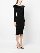 Blumarine Faux Fur Neck Midi Dress