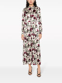 813 Printed Satin Shirt Dress