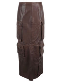 Fermas.Club Leather Cargo Long Skirt