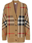 Burberry Check Motif Wool Blend Cardigan