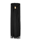 Saint Laurent Fringes Wool Blend Scarf