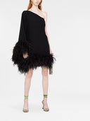 Taller Marmo Pre Piccolo Ubud One Shoulder Feather Trimmed Crepe Mini Dress