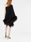Taller Marmo Pre Piccolo Ubud One Shoulder Feather Trimmed Crepe Mini Dress