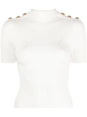 Balmain Gold Embossed Buttons Knitted Top