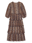 Ganni Leopard Print Midi Kleid