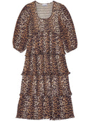 Ganni Leopard Print Midi Kleid