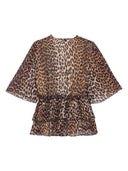 Ganni Leopard Print V Necked Blouse