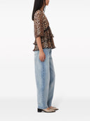 Ganni Leopard Print V Necked Blouse