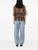 Ganni Leopard Print V Necked Blouse