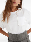 Brunello Cucinelli Shiny Tab Cotton T Shirt