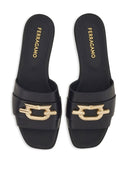 Ferragamo Gancio Leather Flat Sandals