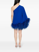 Taller Marmo Pre Piccolo Ubud One Shoulder Feather Trimmed Crepe Mini Dress
