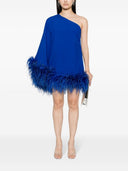 Taller Marmo Pre Piccolo Ubud One Shoulder Feather Trimmed Crepe Mini Dress